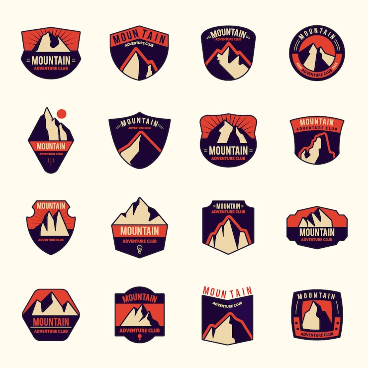 Vetor grátis coleção do logotipo da montanha