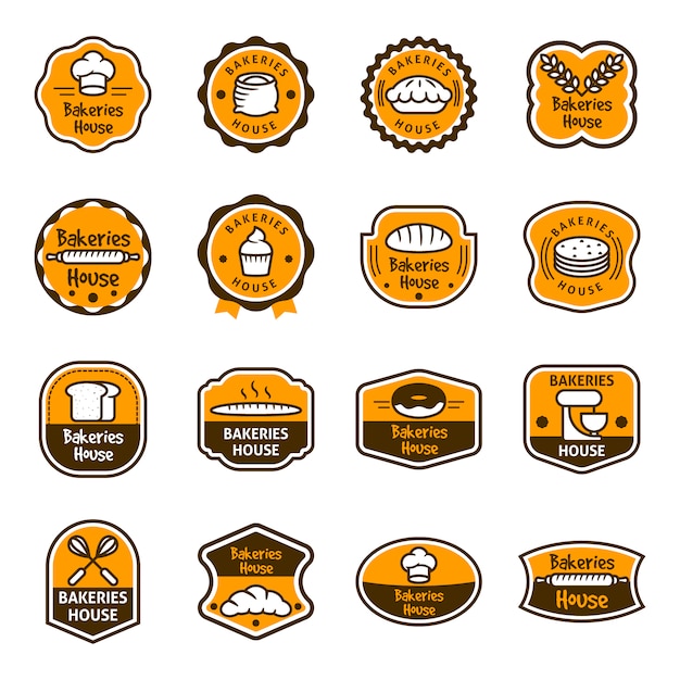 Vetor grátis coleção do logotipo da padaria