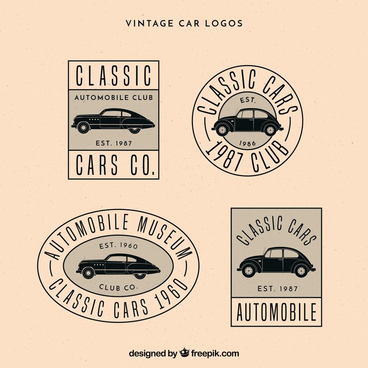 Vetor grátis coleção do logotipo do carro vintage