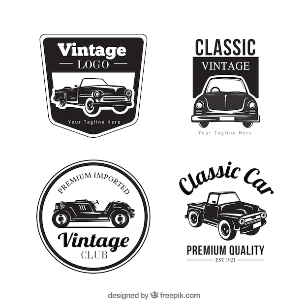 Vetor grátis coleção do logotipo do carro vintage