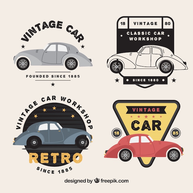 Vetor grátis coleção do logotipo do carro vintage