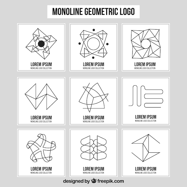 Coleção do logotipo monoline de nove