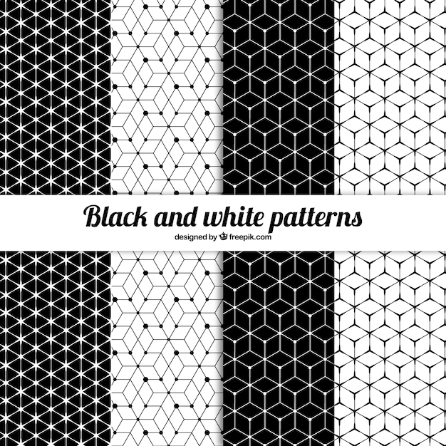 Vetor grátis coleção do teste padrão preto e branco