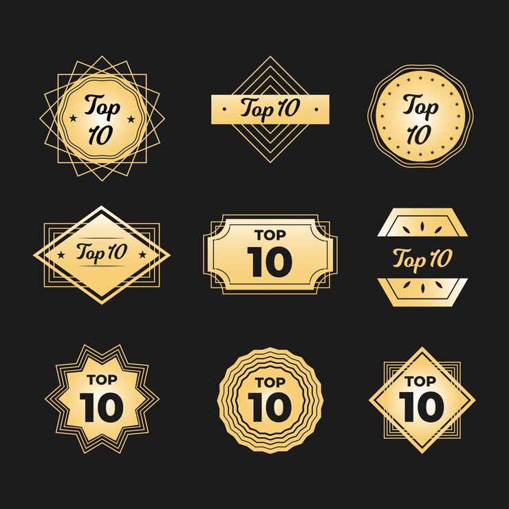 Vetor grátis coleção dos 10 melhores emblemas