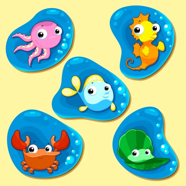 Vetor grátis coleção dos animais sealife