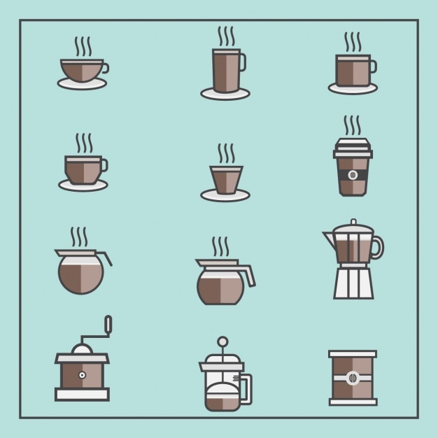 Coleção dos ícones do café