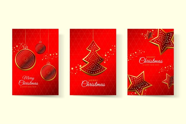 Coleção dourada cartões de natal