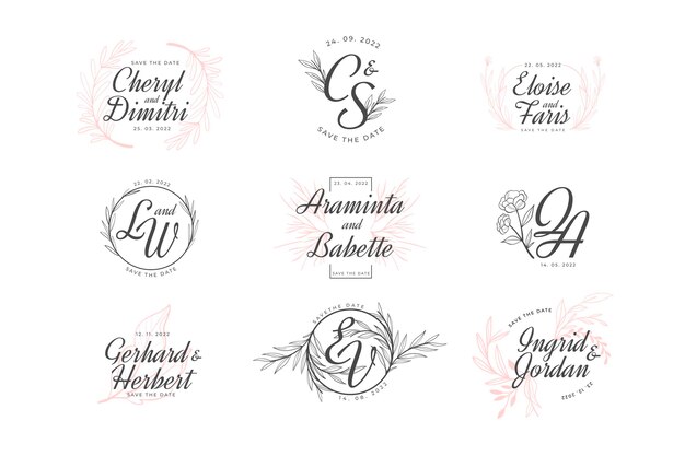Coleção elegante de monograma de casamento