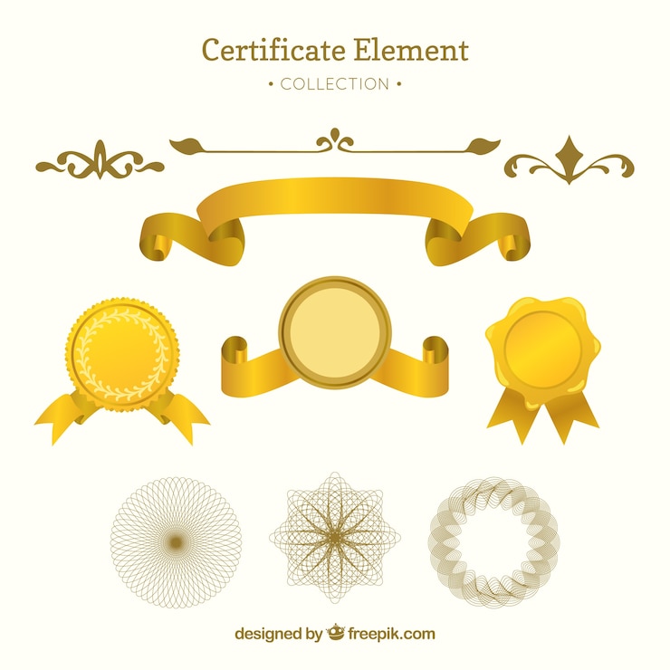 Vetor grátis coleção elegante elemento de certificado com design plano