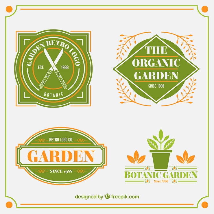 Vetor grátis coleção emblemas jardim