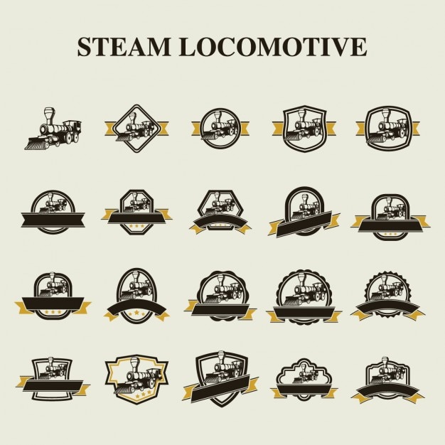 Vetor grátis coleção emblemas locomotiva