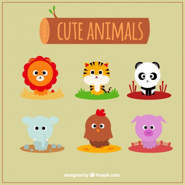 Vetor grátis coleção emoticon de nove animais bonitos