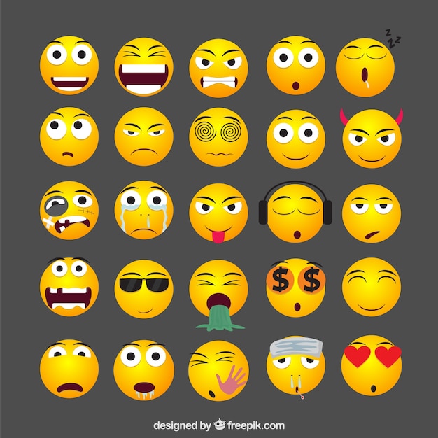 Vetor grátis coleção emoticons amarelos