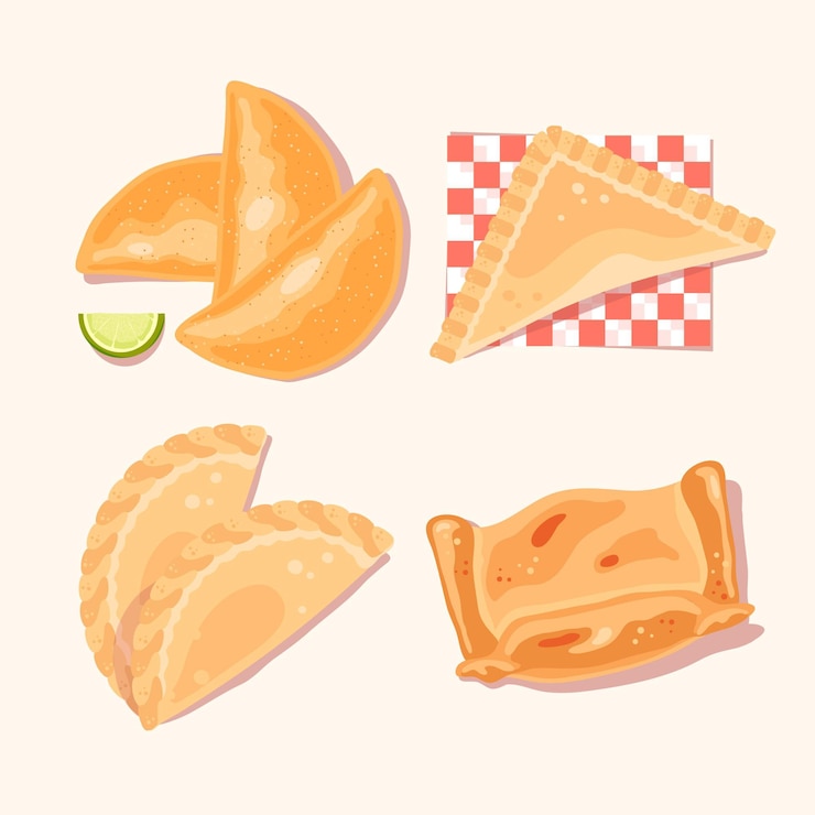 Vetor grátis coleção empanada deliciosa em guardanapo
