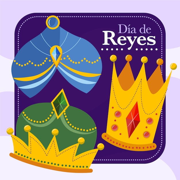 Vetor grátis coleção flat reyes magos coroas