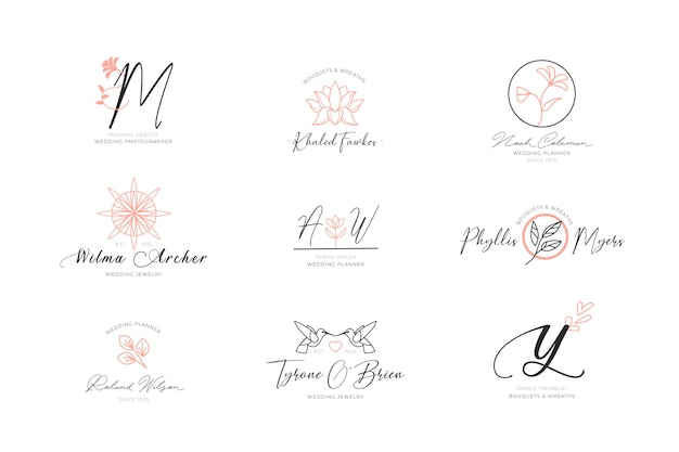Coleção floral elegante de logotipos