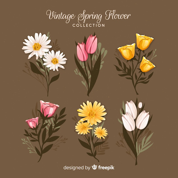 Coleção floral primavera vintage