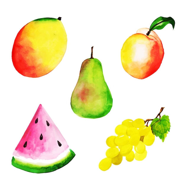 Vetor grátis coleção frutas aquarela