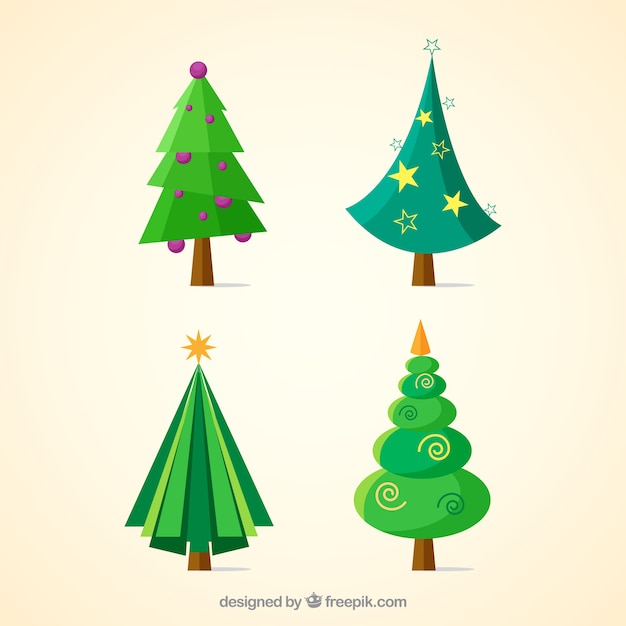 Vetor grátis coleção geométrica árvores de natal
