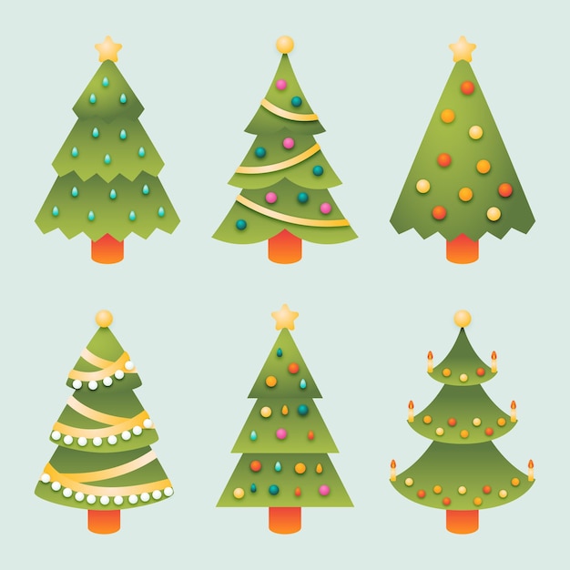 Vetor grátis coleção gradiente de árvores de natal