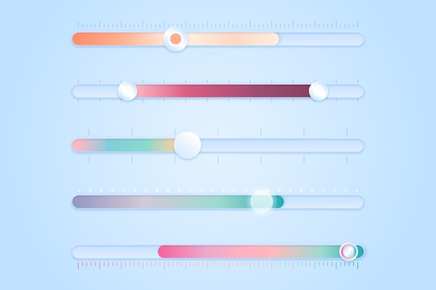 Coleção gradiente de controles deslizantes coloridos