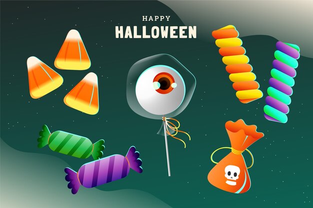 Coleção gradiente de doces de halloween