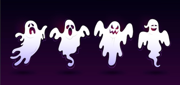 Coleção gradiente de fantasmas de halloween