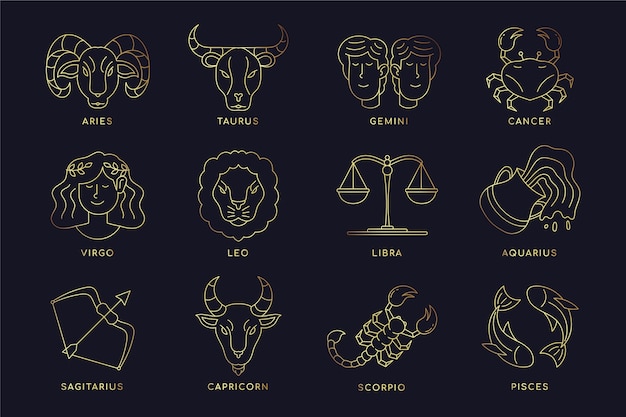 Coleção gradiente de signos do zodíaco