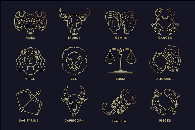 Vetor grátis coleção gradiente de signos do zodíaco