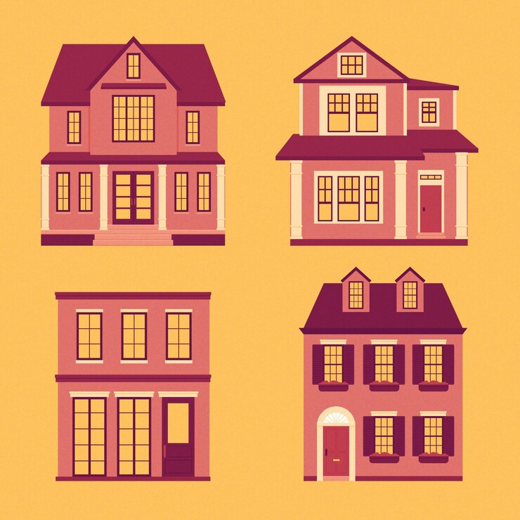 Vetor grátis coleção ilustrada de casas modernas