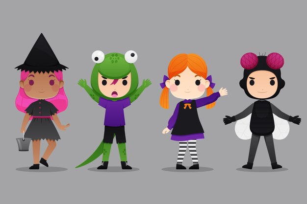 Coleção infantil de halloween de design plano