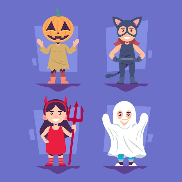 Coleção infantil de halloween de design plano