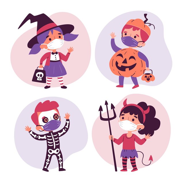 Vetor grátis coleção infantil de halloween desenhado à mão