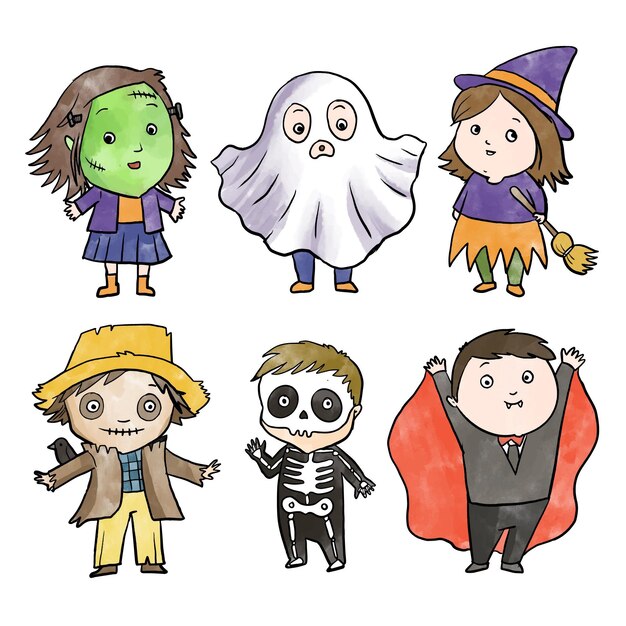 Coleção infantil de halloween em aquarela