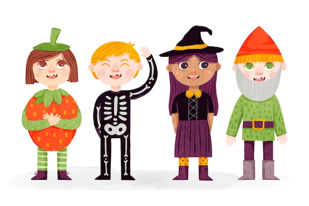 Coleção infantil em aquarela de halloween