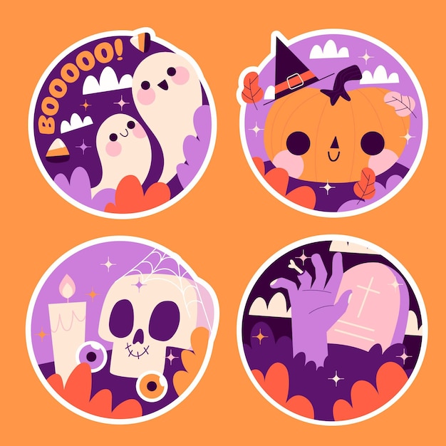 Coleção ingênua de adesivos de halloween