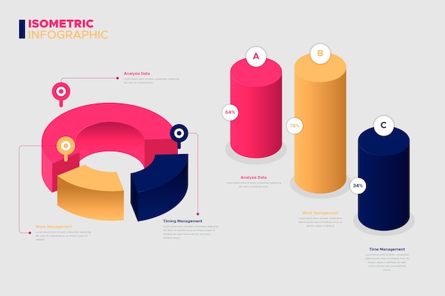 Coleção isométrica infográfico