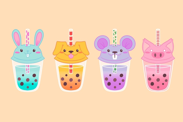 Coleção kawaii bubble tea