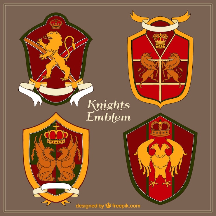Vetor grátis coleção knight emblem