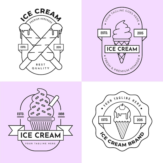 Coleção linear plana de sorvete