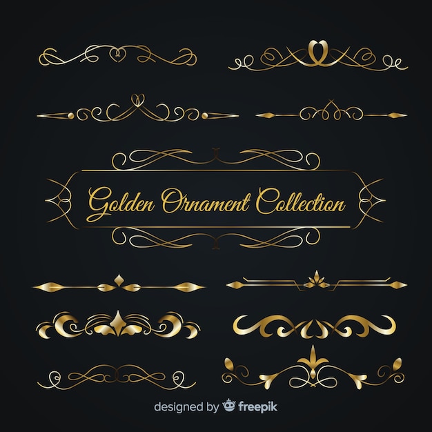 Coleção luxuosa de ornamento dourado