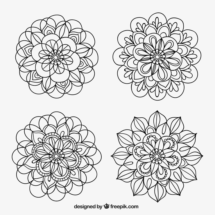 Vetor grátis coleção mão desenhado elemento floral ornamental