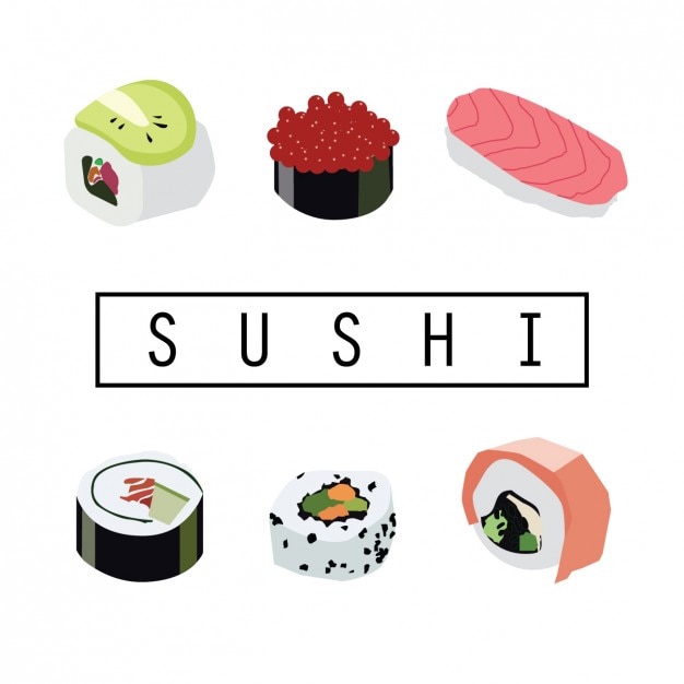 Vetor grátis coleção maravilhoso sushi