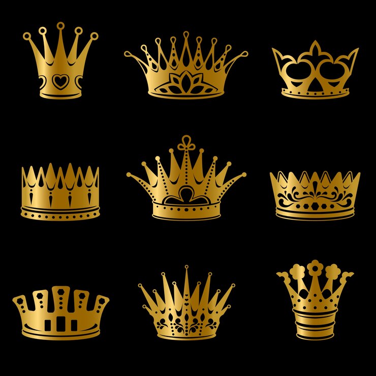 Vetor grátis coleção medieval gold royal crowns