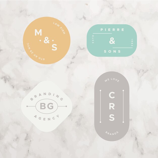 Coleção mínima de logotipo em fundo de mármore