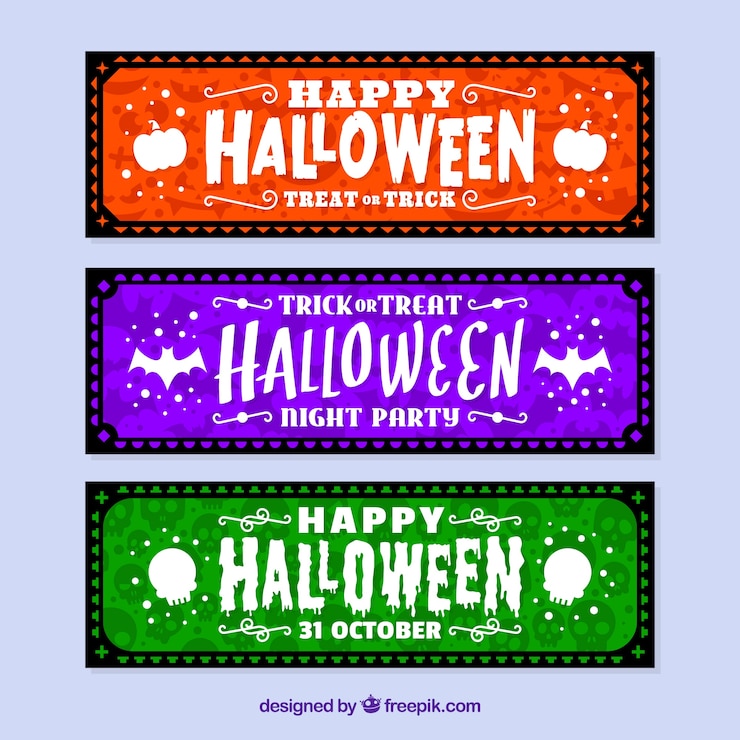 Vetor grátis coleção moderna de banner de halloween