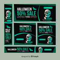 Vetor grátis coleção moderna de banners de venda de web de halloween