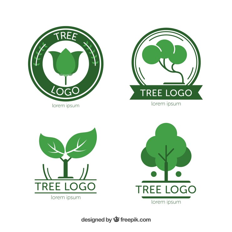 Vetor grátis coleção moderna do logotipo da árvore