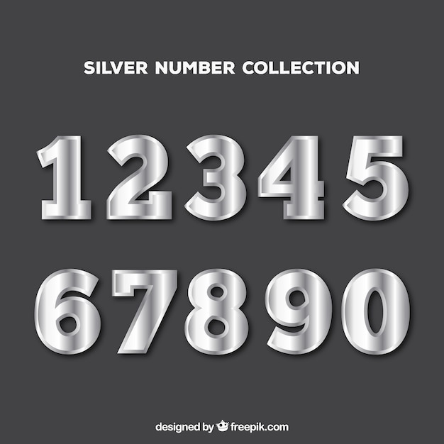 Coleção número com estilo de prata
