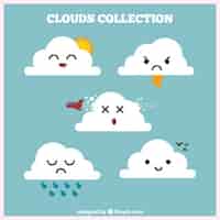 Vetor grátis coleção nuvem com elementos meteorológicos